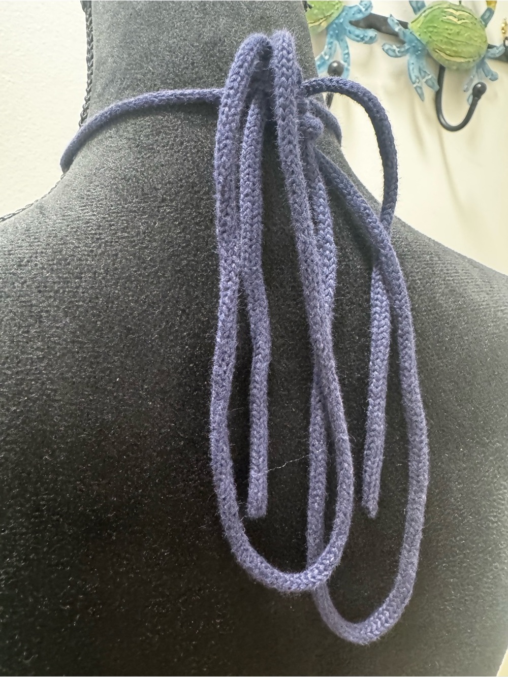 Reformation Genni Navy and Cream Halter Knit Crochet mini Dress size L - Picture 7 of 9